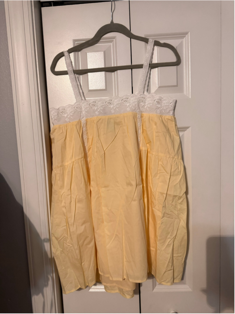 Women's kourt Florence Cotton Dress Yellow and White Lace Trim Mini Dress Size M - Picture 6 of 6